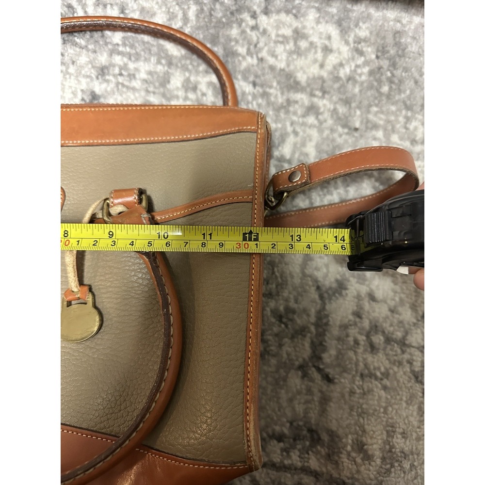 Vintage Dooney and Bourke Authenic Green and Tan Trim Satchel Crossbody - Picture 11 of 12
